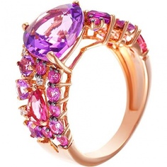 Кольцо из красного золота р. 17,5 Джей Ви RG-33242_KO_PS_AM_TU_PINK, бриллиант