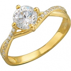 Кольцо помолвочное из желтого золота р. 19 Эстет 01К138527, фианит