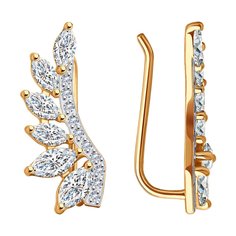 Серьги клаймберы из красного золота SOKOLOV 029948, фианит
