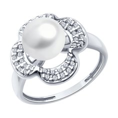 Кольцо из серебра р. 17 Diamant 94-310-01923-1, фианит/жемчуг
