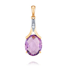 Кулон из красного золота ADAMAS 34041271/01-А50Д-653, аметист/фианит АДАМАС