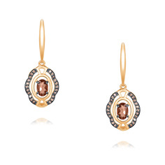 Серьги подвески из красного золота ADAMAS 24041165/01-А50Ч-726, раухтопаз/фианит АДАМАС