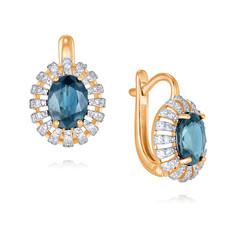 Серьги из красного золота ADAMAS 24041413/01-А50Д-432, бриллиант/сапфир АДАМАС