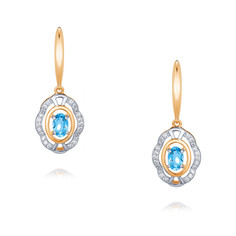 Серьги подвески из красного золота ADAMAS 24041165/01-А50Д-659, топаз/фианит АДАМАС