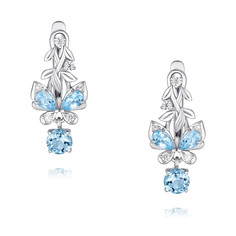 Серьги из белого золота ADAMAS 24040976/01-А51Д-659, топаз/фианит АДАМАС