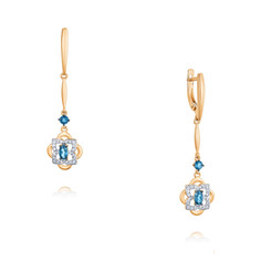 Серьги подвески из красного золота ADAMAS 24041158/01-А50ДЧ-660, топаз/фианит АДАМАС