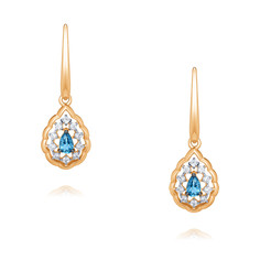 Серьги подвески из красного золота ADAMAS 24041162/01-А50ДЧ-660, топаз/фианит АДАМАС