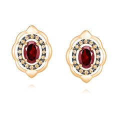 Серьги из красного золота ADAMAS 24041158/01-А50Ч-655, гранат/фианит АДАМАС