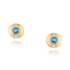 Серьги пусеты из красного золота ADAMAS 21041025/01-А50Д-660, топаз/фианит АДАМАС