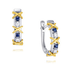 Серьги из желтого золота ADAMAS 24037974/01-А551ДЧ-432, бриллиант/сапфир АДАМАС