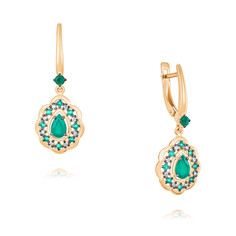 Серьги подвески из красного золота ADAMAS 24041164/01-А50Ч-731, агат/фианит АДАМАС