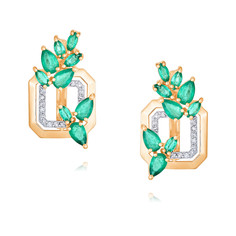 Серьги из красного золота ADAMAS 24041313/01-А50Д-433, бриллиант/изумруд АДАМАС