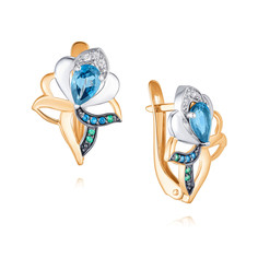 Серьги из красного золота ADAMAS 24041233/01-А50ДЧ-660, топаз/фианит/шпинель нано АДАМАС