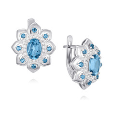 Серьги из белого золота ADAMAS 24041163/01-А51ДЧ-660, топаз/фианит АДАМАС
