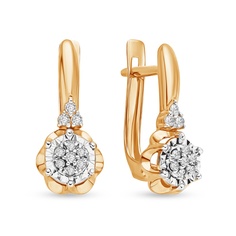 Серьги из красного золота 585Gold 102007752, бриллиант