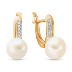 Серьги из красного золота 585Gold 202009471, жемчуг\фианит