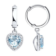 Серьги подвески из серебра SOKOLOV 92022964, фианит/топаз