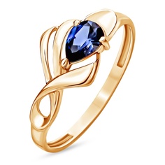 Кольцо из красного золота р. 16,5 585Gold 101015647, сапфир искусственный