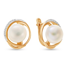 Серьги из красного золота 585Gold 202009524, жемчуг\фианит
