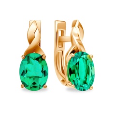 Серьги из красного золота 585Gold 102007553, изумруд искусственный