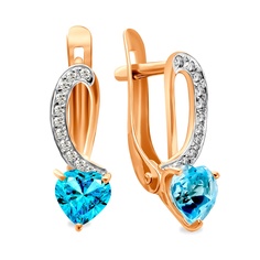 Серьги из красного золота 585Gold 202009425, топаз\фианит