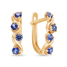 Серьги из красного золота 585Gold 199000083, сапфир искусственный