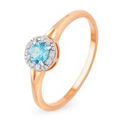 Кольцо из красного золота р. 17 585Gold 201014558, топаз\фианит