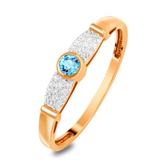 Кольцо из красного золота р. 18,5 585Gold 201013663, топаз\фианит