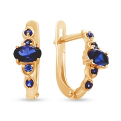 Серьги из красного золота 585Gold 199000462, сапфир искусственный