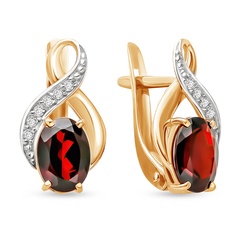 Серьги из красного золота 585Gold 202009571, гранат\фианит
