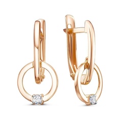 Серьги из красного золота 585Gold 302007267, фианит