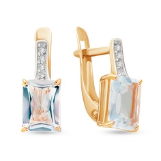 Серьги из красного золота 585Gold 202009567, топаз\фианит