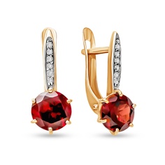 Серьги из красного золота 585Gold 202009562, гранат\фианит