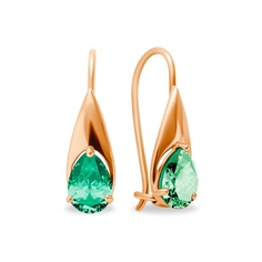 Серьги из красного золота 585Gold 102008085, изумруд искусственный