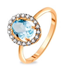 Кольцо из красного золота р. 17 585Gold 201001428, топаз\фианит