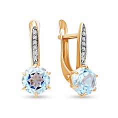 Серьги из красного золота 585Gold 202009561, топаз\фианит