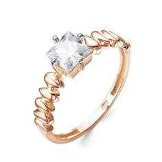 Кольцо из красного золота р. 17,5 585Gold 301012428, фианит