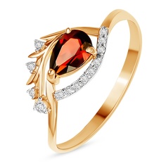 Кольцо из красного золота р. 17,5 585Gold 201014192, гранат\фианит
