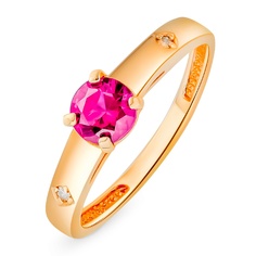 Кольцо из красного золота р. 18 585Gold 101015290, рубин искусственный\бриллиант