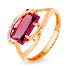 Кольцо из красного золота р. 16 585Gold 201014497, гранат\фианит