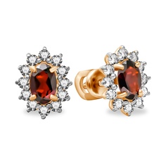 Серьги из красного золота 585Gold 202009421, гранат\фианит