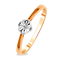 Кольцо из красного золота р. 17,5 585Gold 101015443, бриллиант