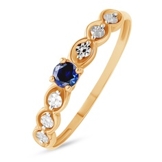 Кольцо из красного золота р. 18 585Gold 199000208, сапфир искусственный