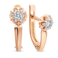 Серьги из красного золота 585Gold 102004752, бриллиант