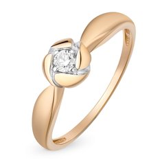 Кольцо помолвочное из красного золота с бриллиантом р. 19 585Gold 101011112