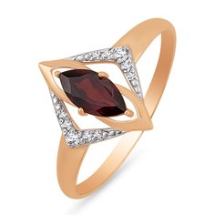 Кольцо из красного золота р. 17 585Gold 201002169, гранат\фианит