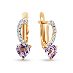Серьги из красного золота 585Gold 202009427, аметист\фианит