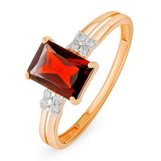 Кольцо из красного золота р. 16,5 585Gold 201014452, гранат\фианит