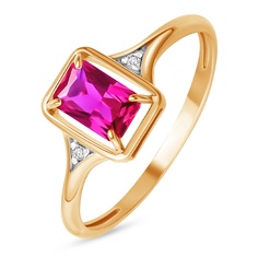 Кольцо из красного золота р. 17 585Gold 101015624, рубин искусственный\бриллиант