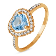 Кольцо из красного золота р. 17,5 585Gold 201014186, топаз\фианит